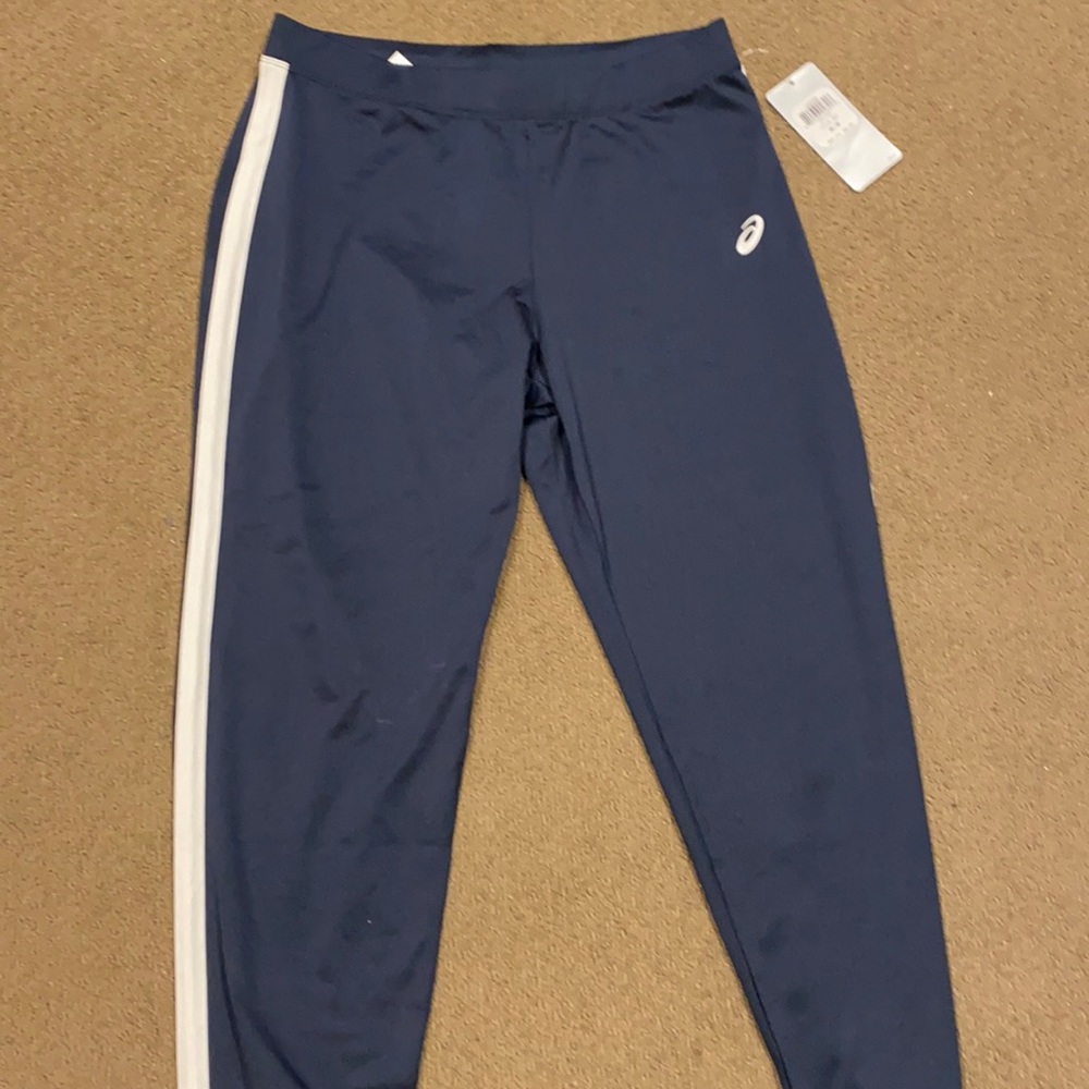 brand new navy asics sweatpants
